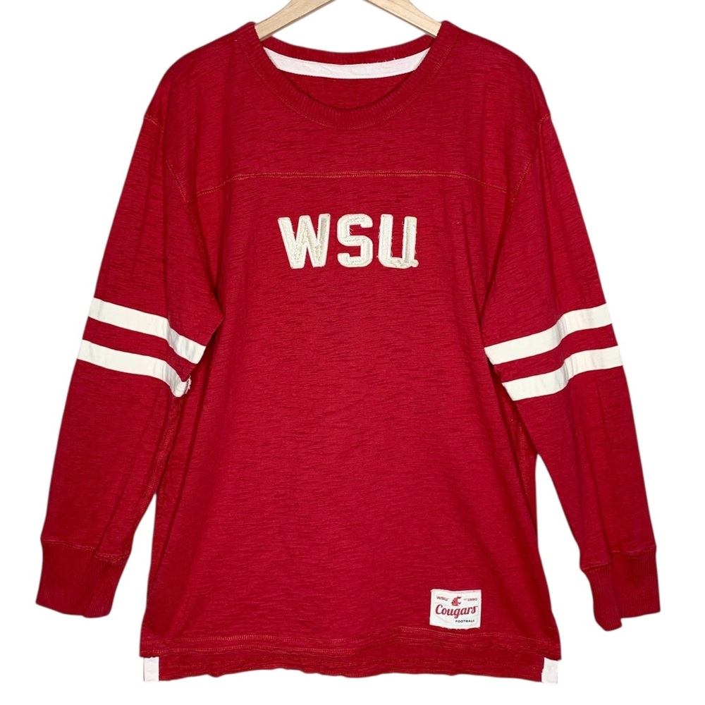 WSU Cougars Football Long Sleeve Pullover XL Varsity Retro Style Crimson Unisex
